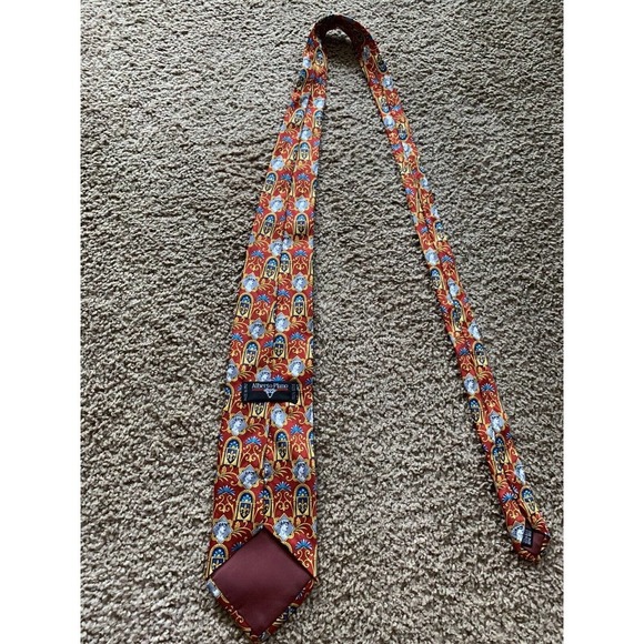 Alberto Piano Men's‎ Neck Tie ~ Vintage ~ Made in Italy Rome Head Red Blue - Picture 3 of 5